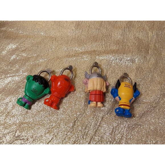 Lot Of 4 Marvel Backpack Keychain Mini Locks Thor Iron Man Wolverine Hulk - Picture 2 of 11